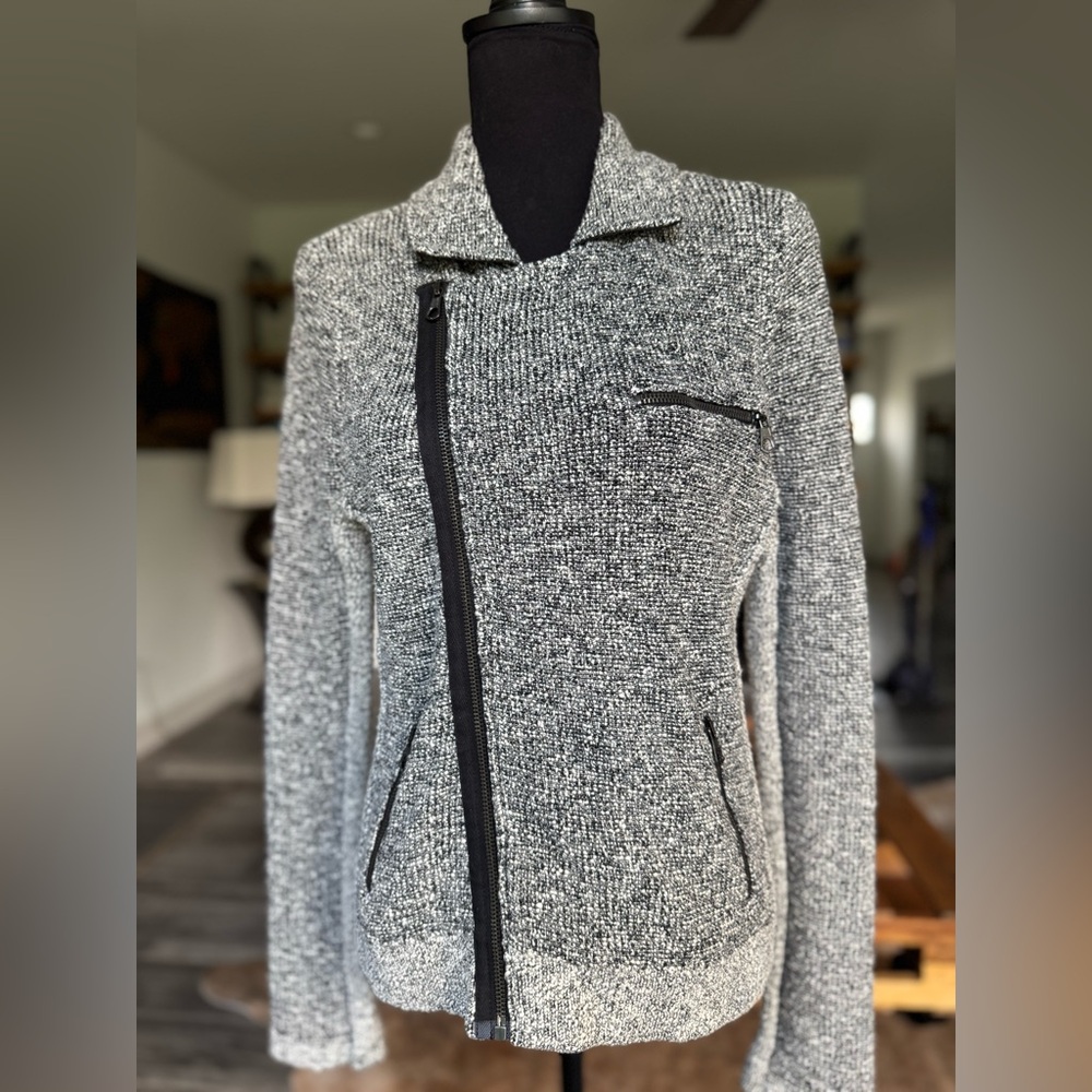 Rag & Bone tweed pattern knitted Moto jacket ; size L - Picture 3 of 13